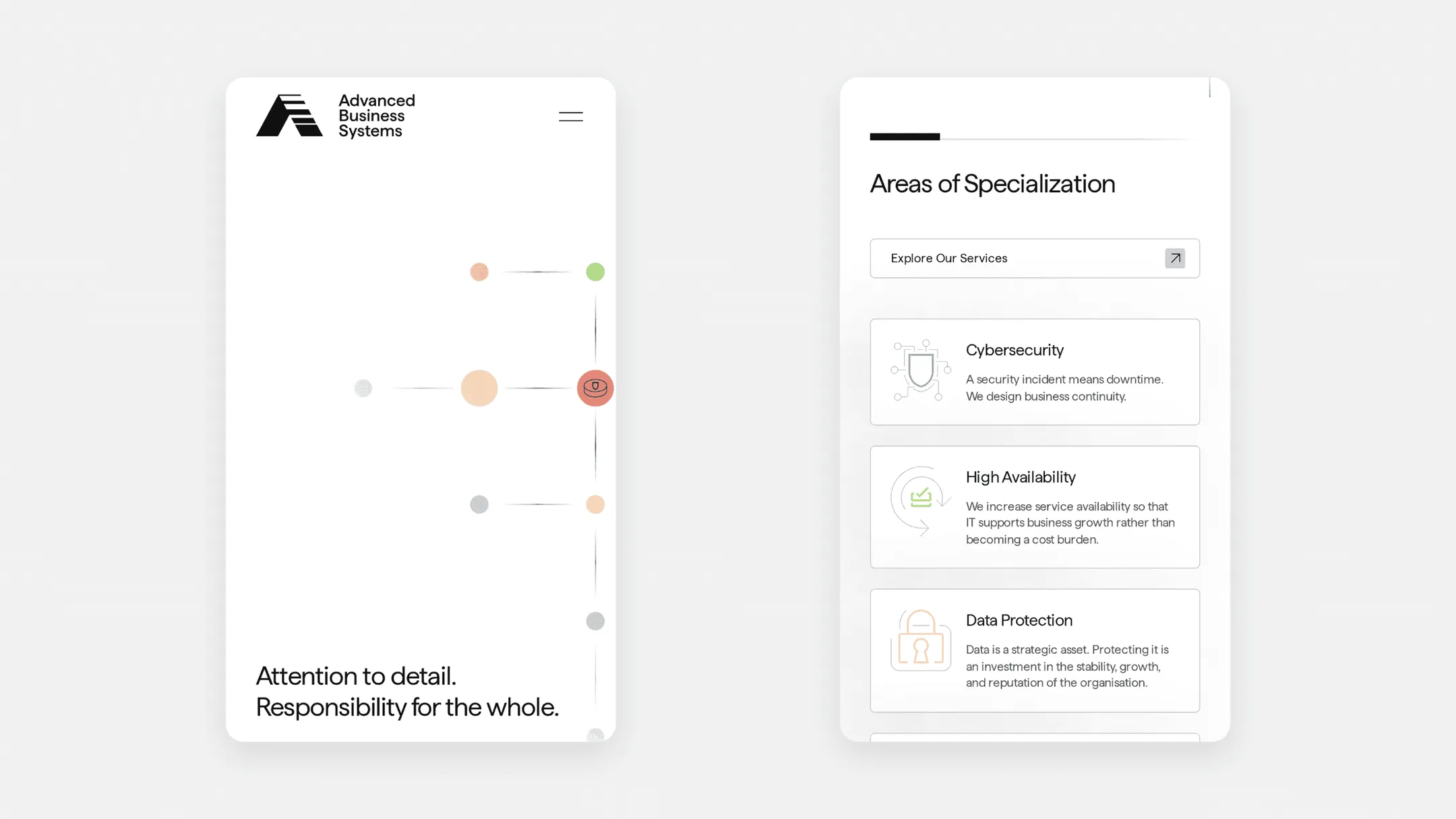 The Advanced Business Systems website on mobile